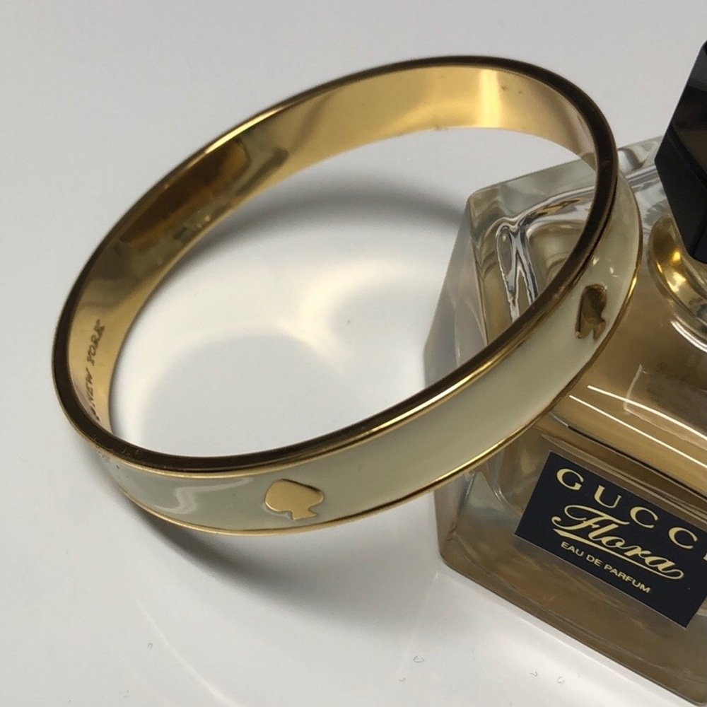 Kate Spade Bangle Bracelet White Gold Spade Logo